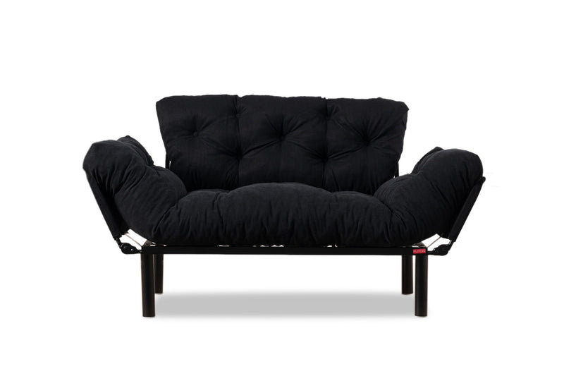 Nitta Schwarzes Zweisitzer-Schlafsofa