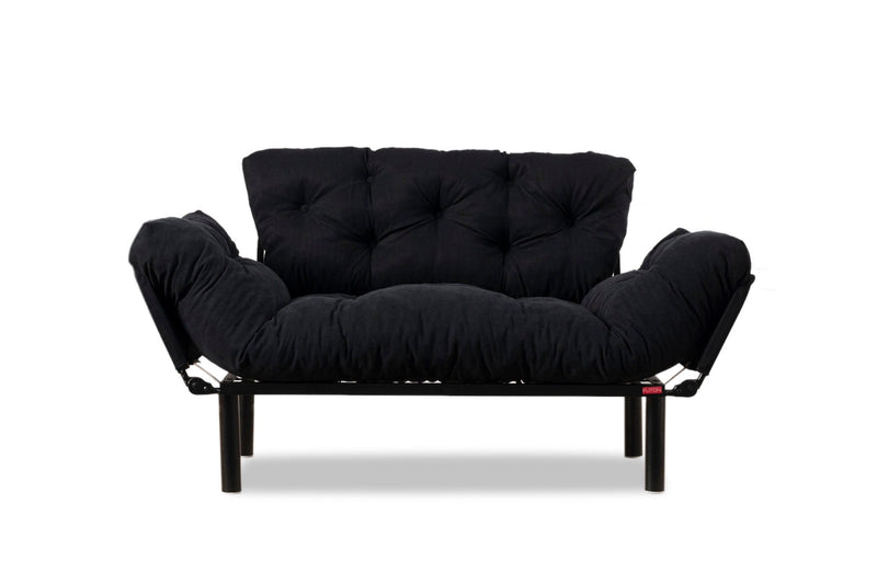 Nitta Schwarzes Zweisitzer-Schlafsofa