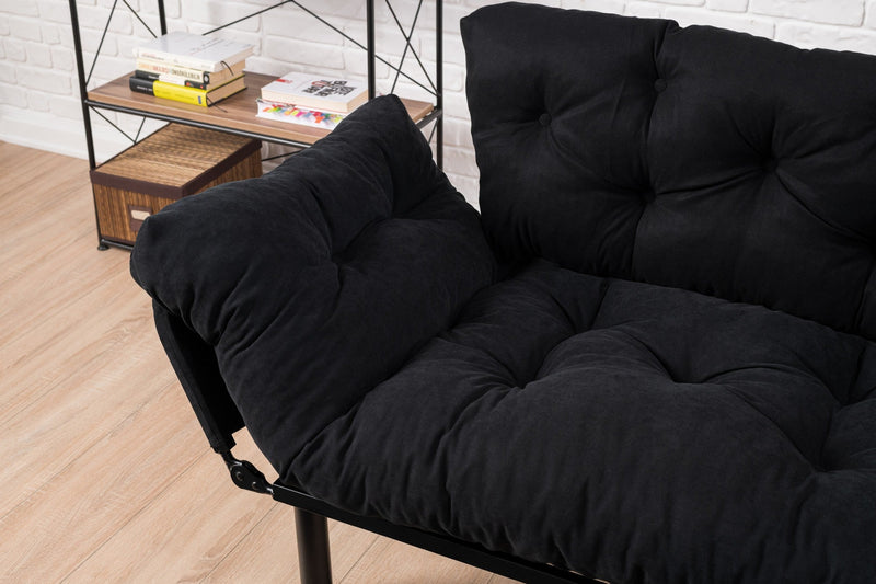 Nitta Schwarzes Zweisitzer-Schlafsofa