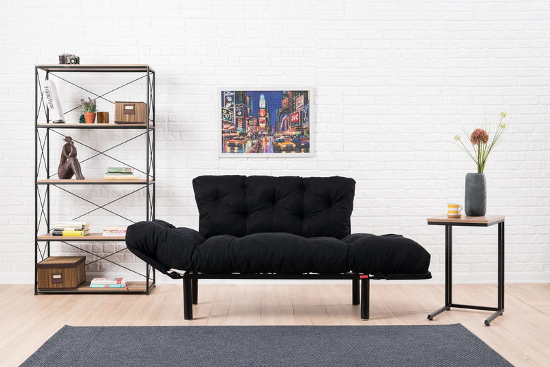 Nitta Schwarzes Zweisitzer-Schlafsofa