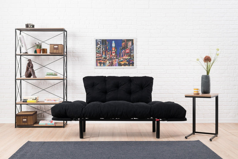 Nitta Schwarzes Zweisitzer-Schlafsofa