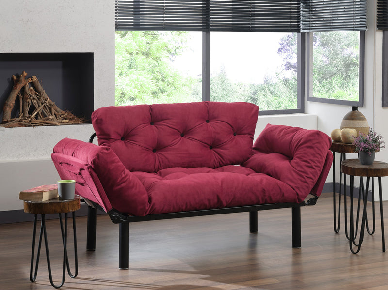 Nitta Kastanienbraunes Zweisitzer-Schlafsofa