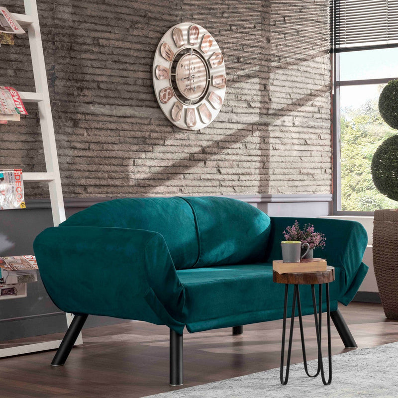 Genzo Petrolblaues Zweisitzer-Schlafsofa
