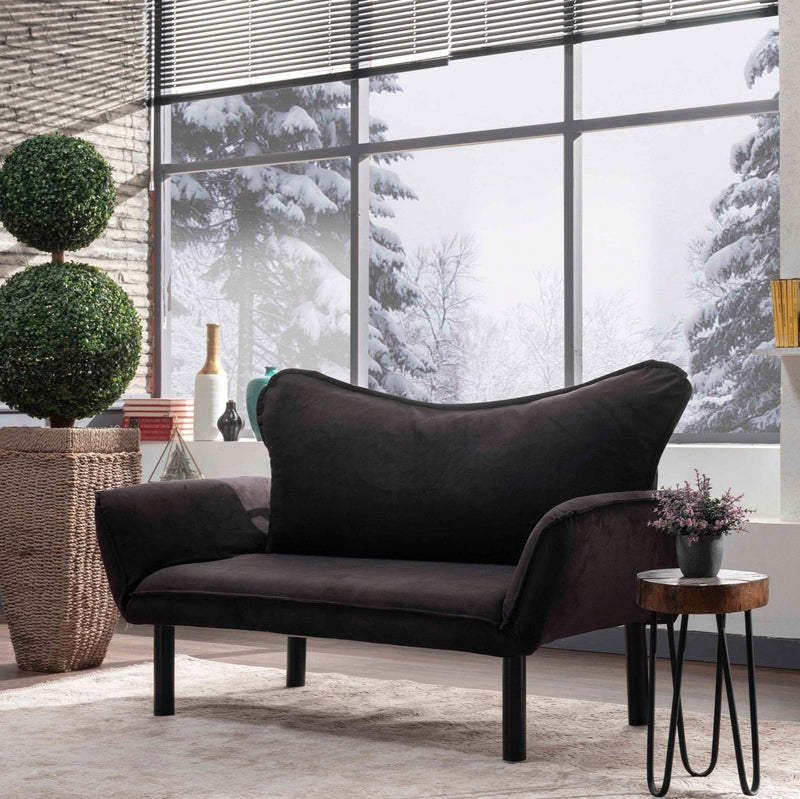 Chatto Schwarzes Zweisitzer-Schlafsofa
