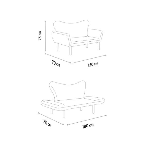 Chatto Creme Zweisitzer-Schlafsofa