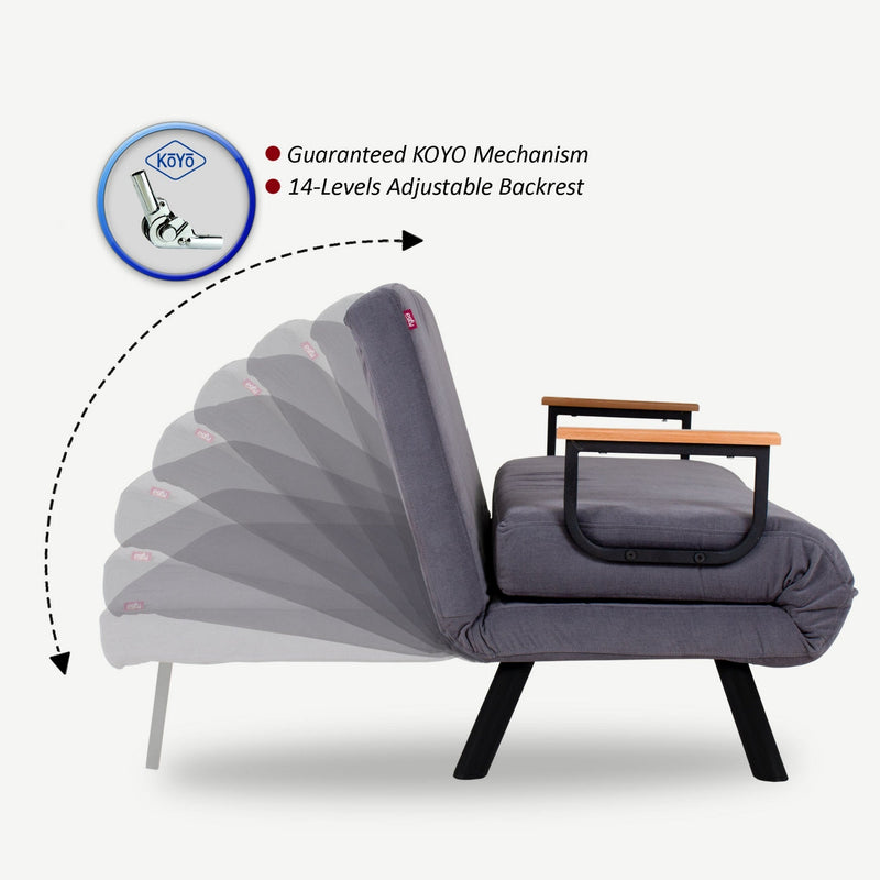 Sando 2-Sitzer Graues Zweisitzer-Schlafsofa