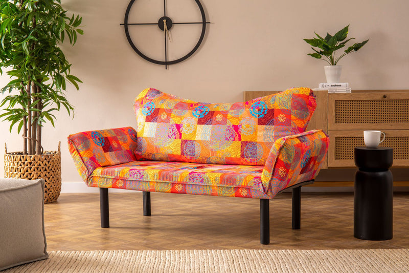 Chatto - Patchwork Mehrfarbiges Zweisitzer-Schlafsofa
