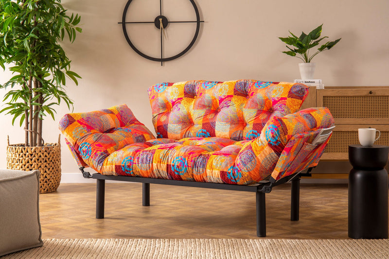Nitta – Patchwork-Schlafsofa, mehrfarbig, 2-Sitzer