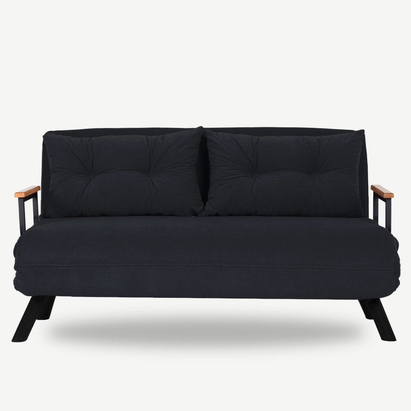 Sando 2-Sitzer Schwarzes Zweisitzer-Schlafsofa