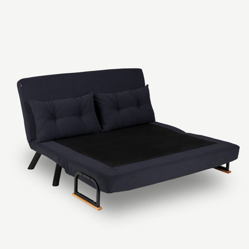 Sando 2-Sitzer Schwarzes Zweisitzer-Schlafsofa