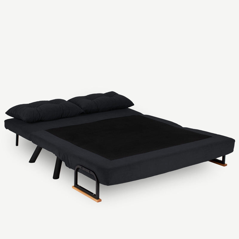 Sando 2-Sitzer Schwarzes Zweisitzer-Schlafsofa