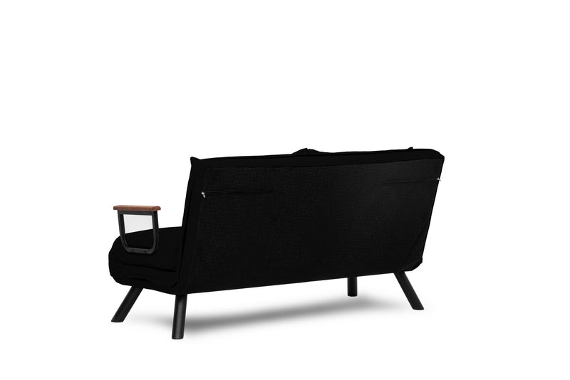 Sando 2-Sitzer Schwarzes Zweisitzer-Schlafsofa