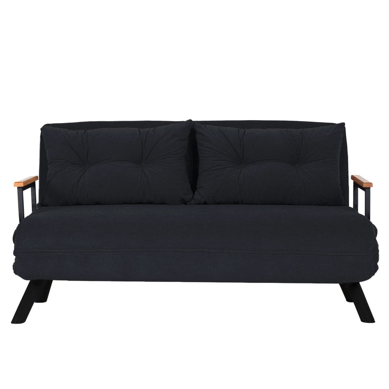 Sando 2-Sitzer Schwarzes Zweisitzer-Schlafsofa