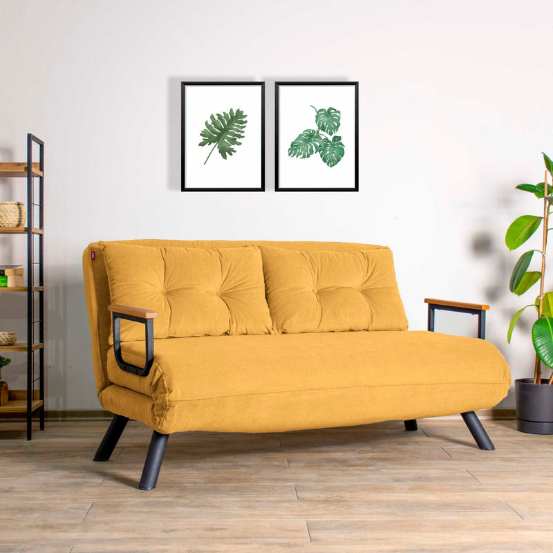Sando 2-Sitzer Senfgelbes Zweisitzer-Schlafsofa