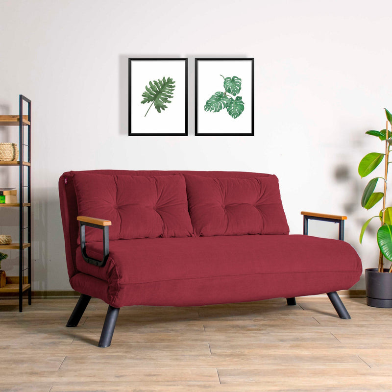 Sando 2-Sitzer Kastanienbraunes Zweisitzer-Schlafsofa