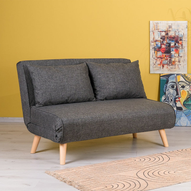 Klappbares 2-Sitzer-Schlafsofa in Dunkelgrau