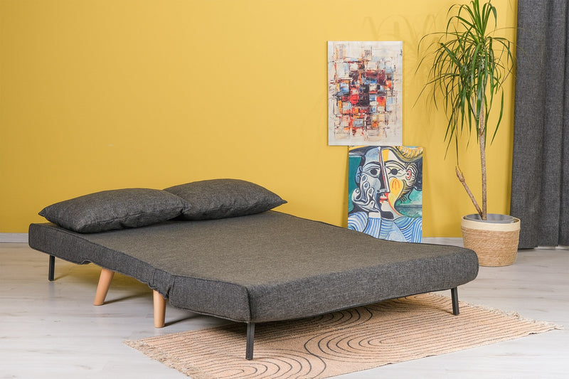 Klappbares 2-Sitzer-Schlafsofa in Dunkelgrau