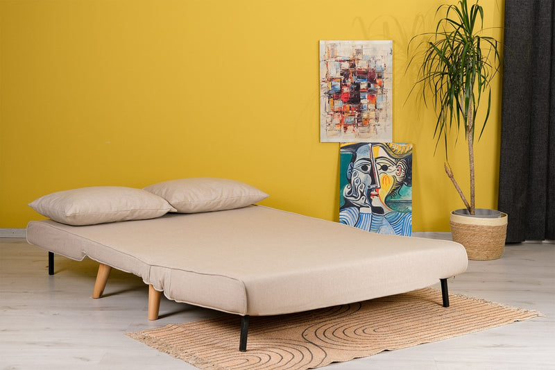 Klappbarer 2-Sitzer - Cremefarbenes Zweisitzer-Schlafsofa