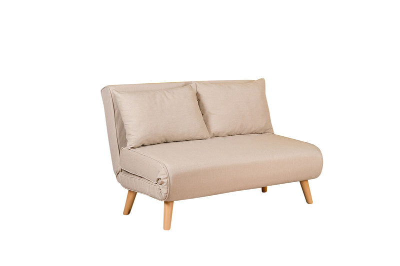 Klappbarer 2-Sitzer - Cremefarbenes Zweisitzer-Schlafsofa