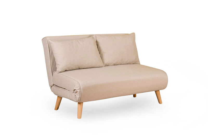 Klappbarer 2-Sitzer - Cremefarbenes Zweisitzer-Schlafsofa