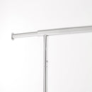 Heavy Duty Chrome Clothes Rail – Adjustable Width & Height with Shelf and Locking Wheels