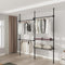 Adjustable Double Telescopic Clothes Rail with Storage Baskets & Shelving – Black