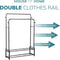 Freestanding Double Clothes Rail with 2 Shoe Racks & 4 Side Hooks – Black Steel