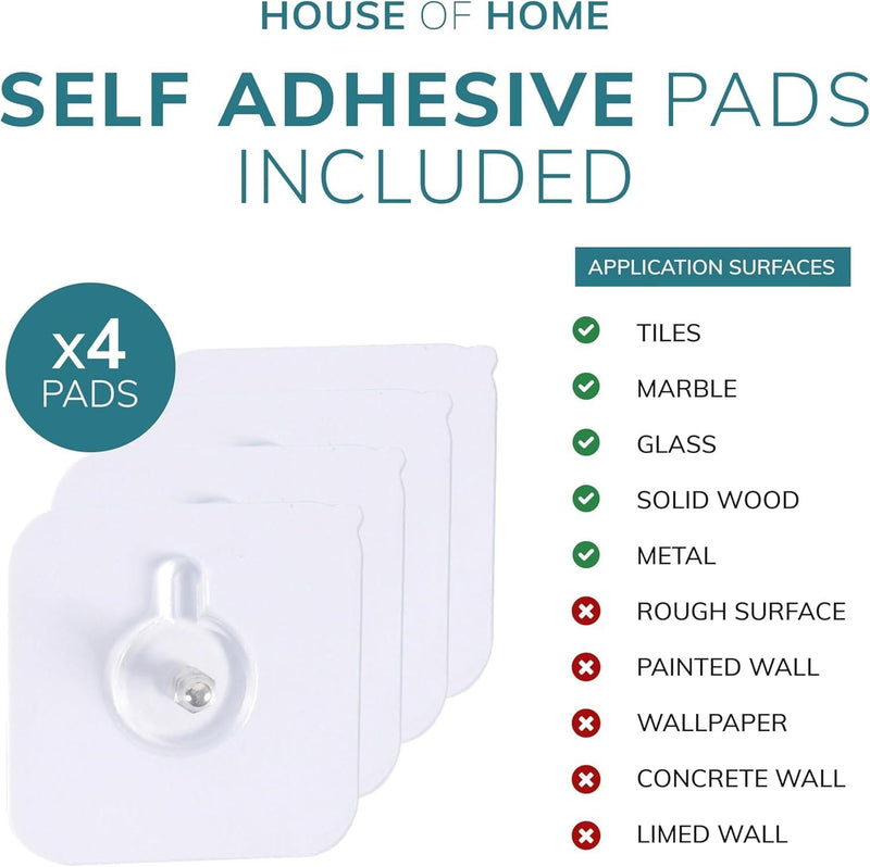 Self Adhesive 2 Tier Aluminium Shower Caddy – Wall Mounted with Bottom Hooks
