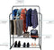 Black Double Clothes Rail with 2 Shelves – Heavy Duty Metal Frame with Adjustable Feet