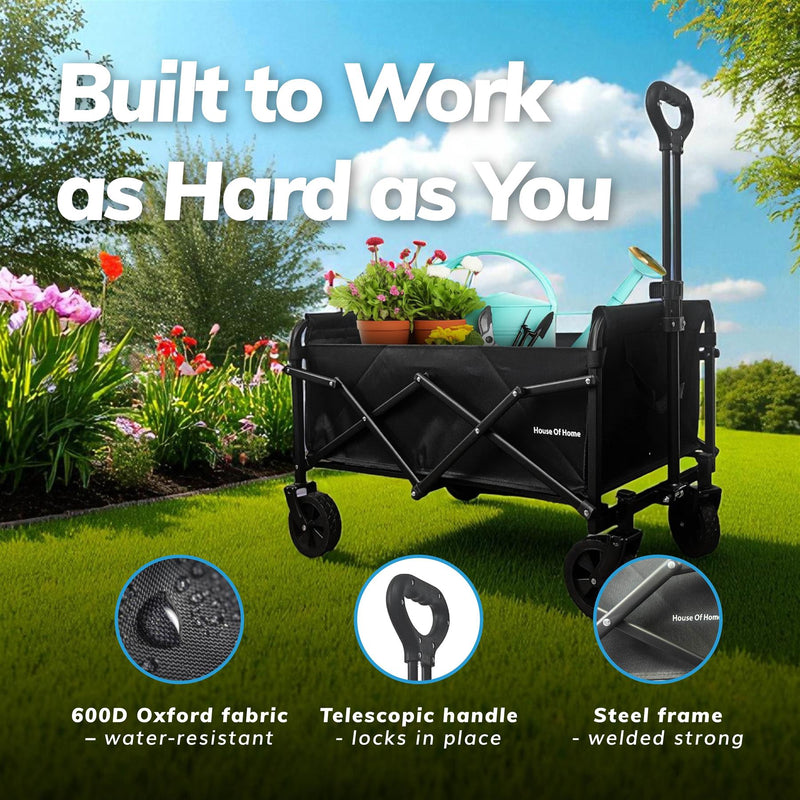 70L Foldable Utility Trolley – Heavy Duty, 100kg Load, Lockable Wheels