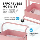 3‑Tier Pink Storage Trolley on Wheels – Versatile Organiser for Kitchen, Bathroom, Office or Bedroom