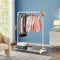 White Garment Rack Clothes Rail Stand with Shoe Shelf – Adjustable Feet and Anti-Slip Bar Ends