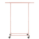 Heavy Duty Pink Clothes Rail – Adjustable Width & Height with Shelf and Locking Wheels