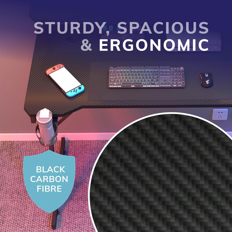 Gaming Desk with Monitor Stand Carbon Fibre Top Black 80cm