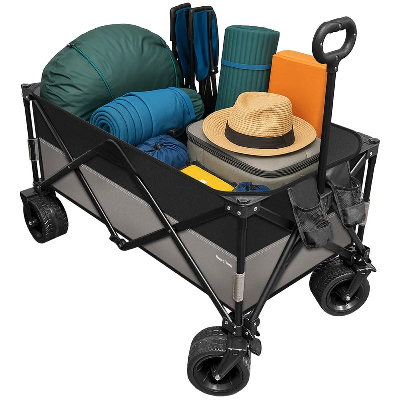 120L Folding Utility Trolley – Heavy Duty Outdoor Cart with Puncture-Proof Wheels