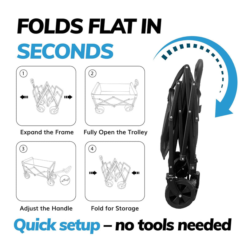 70L Foldable Utility Trolley – Heavy Duty, 100kg Load, Lockable Wheels