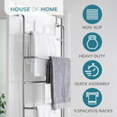 5 Tier Over Door Towel Rail – Powder Coated Clothes Airer with Non-Slip Feet