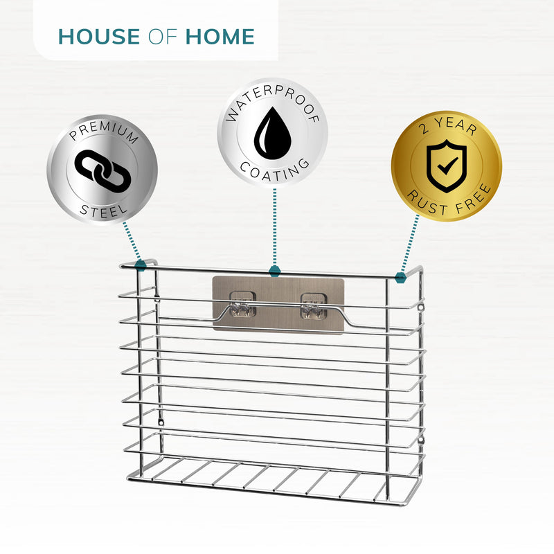 Self Adhesive Kitchen Cupboard Storage Basket – Chrome Finish