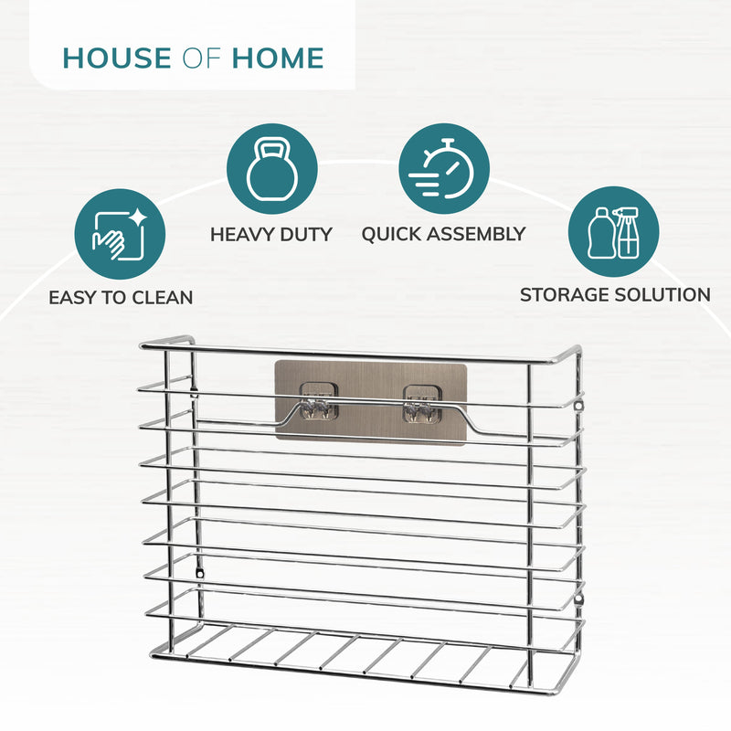 Self Adhesive Kitchen Cupboard Storage Basket – Chrome Finish