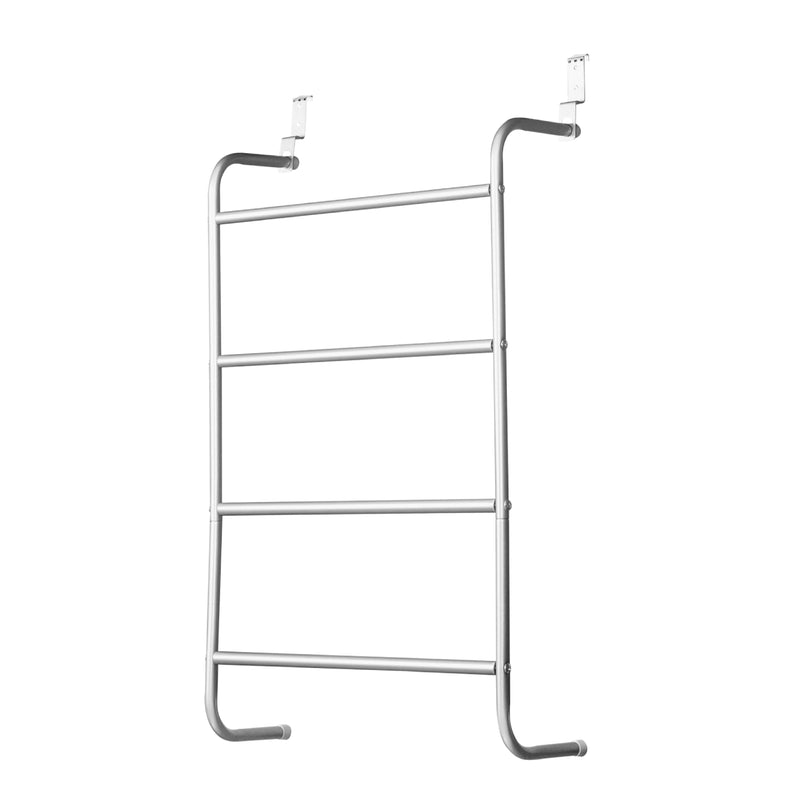4 Tier Over Door Towel Rail in Silver – Clothes Hanging Rack with Non-Slip Feet