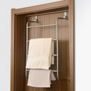 4 Tier Over Door Towel Rail in Silver – Clothes Hanging Rack with Non-Slip Feet