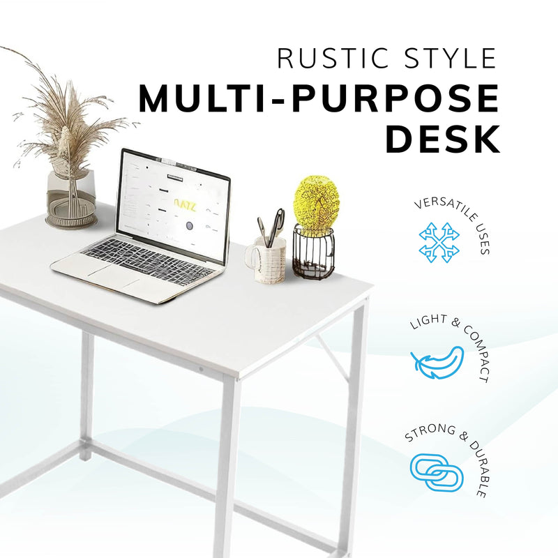 White Small Computer Desk 80cm – Compact Home Office, Gaming & Study Table