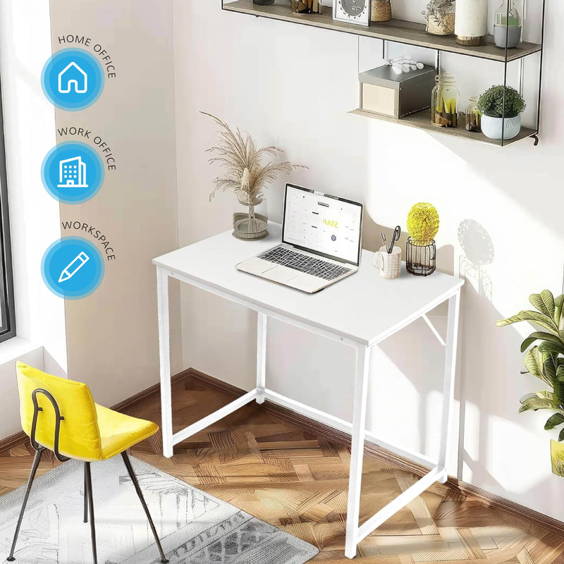 White Small Computer Desk 80cm – Compact Home Office, Gaming & Study Table