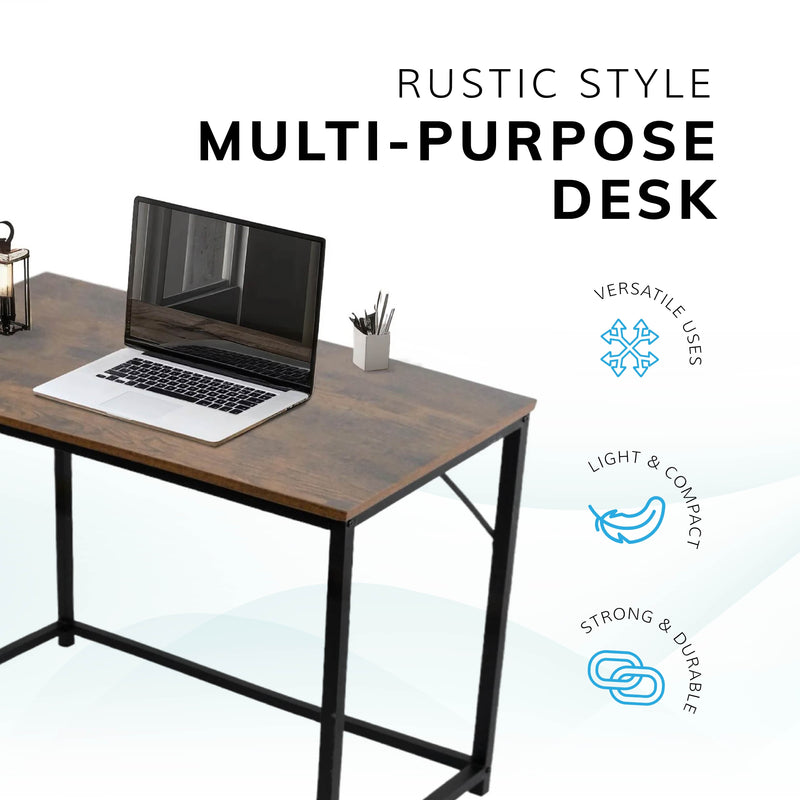 Rustic Brown Small Computer Desk 80cm – Compact Home Office, Gaming & Study Table