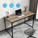 Light Brown Computer Desk 120cm – Large Home Office, Gaming & Study Table with Black Frame