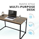 Rustic Brown Computer Desk 120cm – Large Home Office, Gaming & Study Table with Black Frame