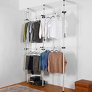 Floor to Ceiling Double Telescopic Wardrobe Organiser – 2 Tier Hanging Clothes Rack