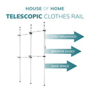 Floor to Ceiling Double Telescopic Wardrobe Organiser – 2 Tier Hanging Clothes Rack