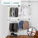 Floor to Ceiling Double Telescopic Wardrobe Organiser – 2 Tier Hanging Clothes Rack