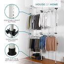 Floor to Ceiling Double Telescopic Wardrobe Organiser – 2 Tier Hanging Clothes Rack